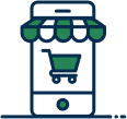Icon of a phone with a shopping cart