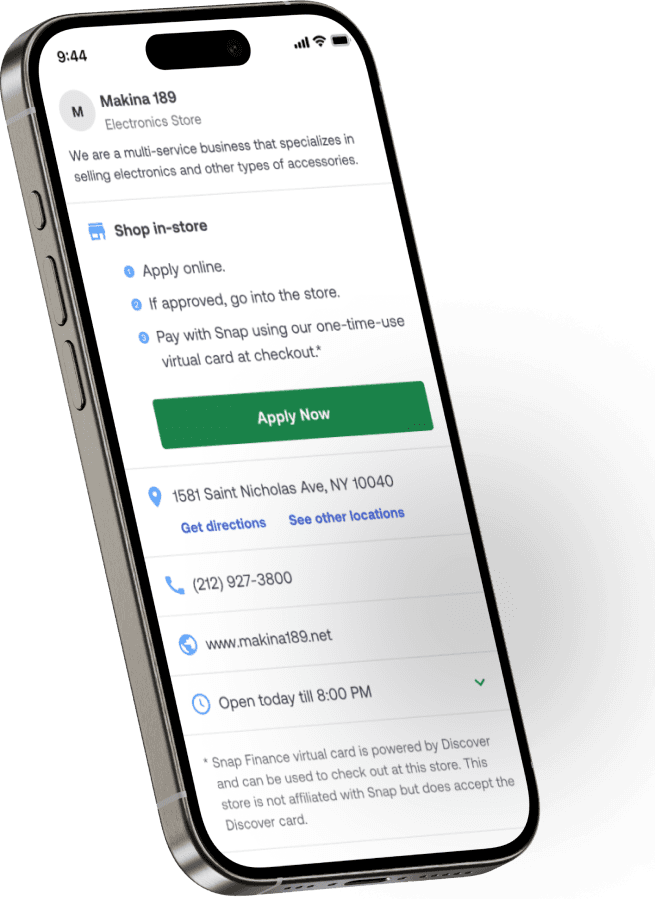 A phone with an example image from the Snap mobile app. 